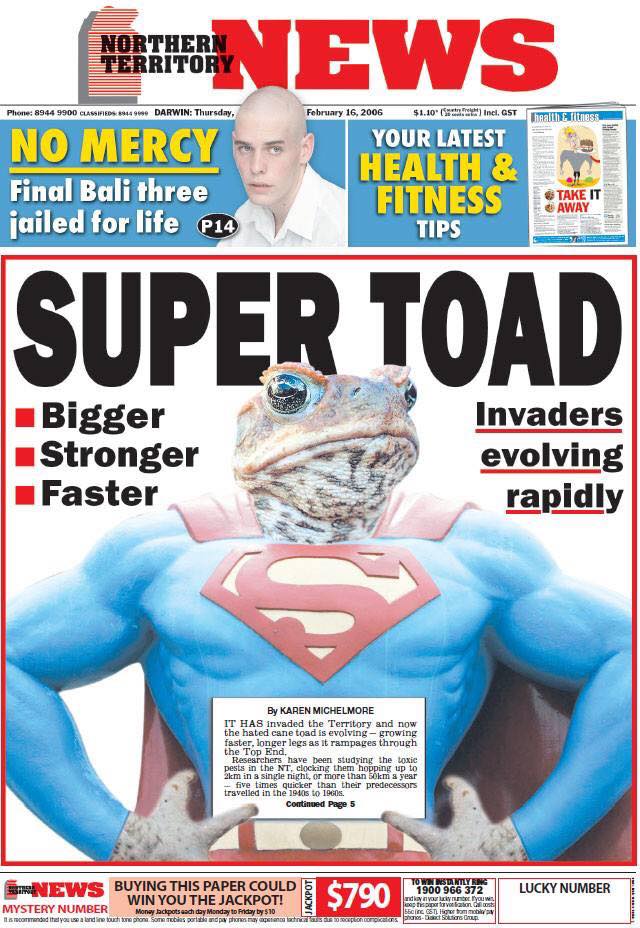 Front page of the NT News