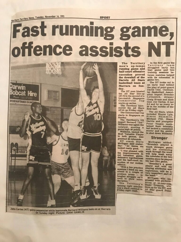 Lead story in the sports section of the NT News in the mid 1990s showcasing Peter Brown's reporting.